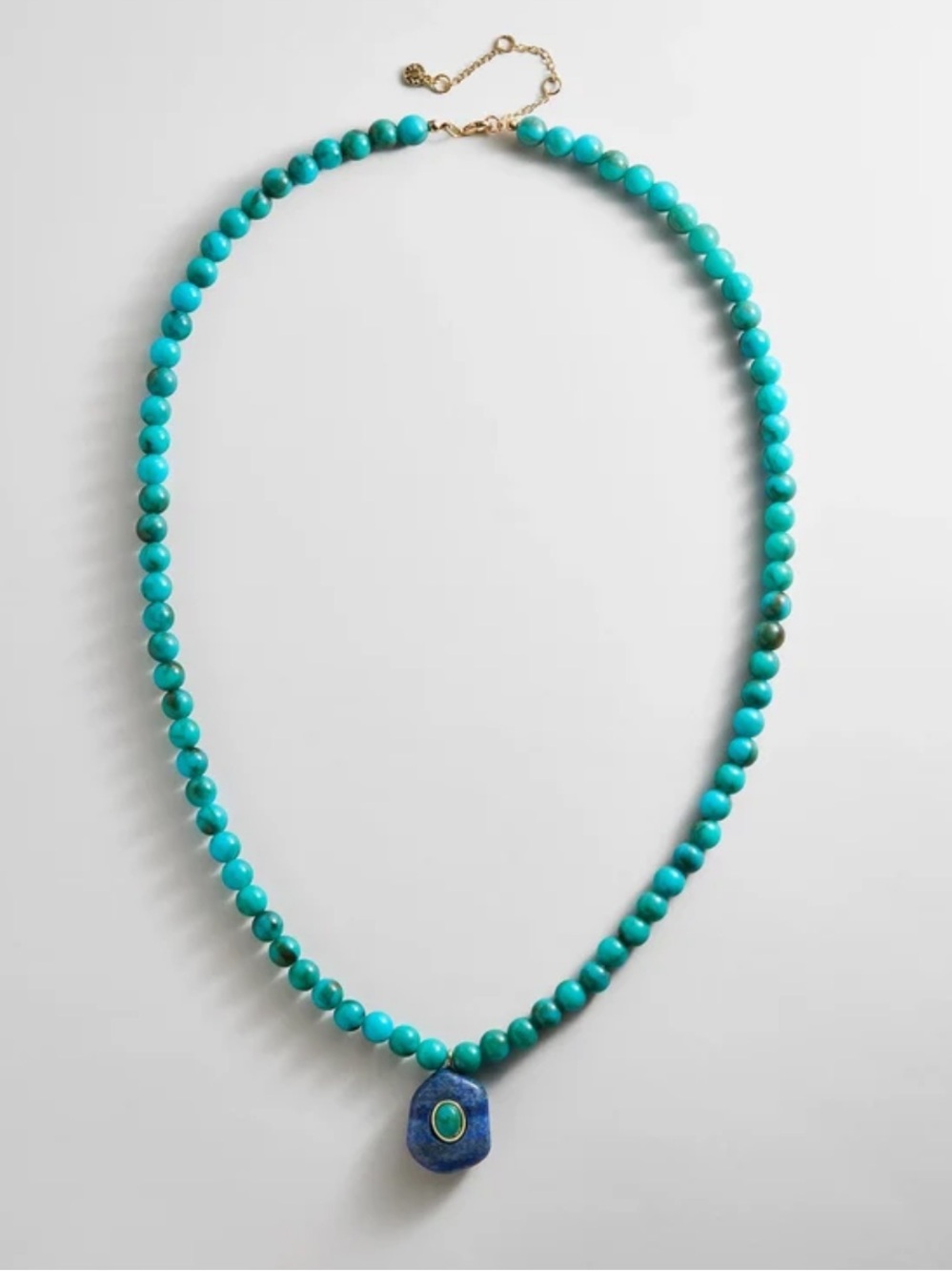 BaubleBar Turquoise Beaded Necklace with Blue Pendant
